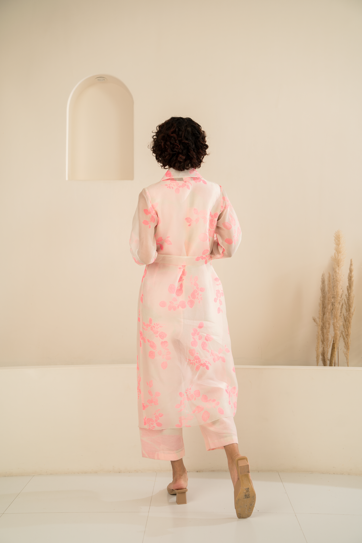 Pink Printed Jacket Jumpsuit