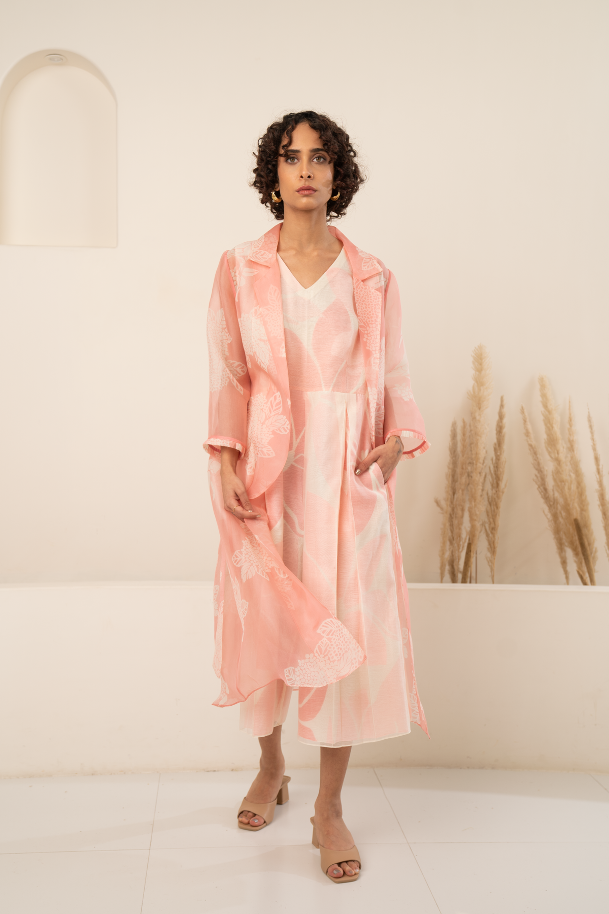 Pink Printed Jacket Dress