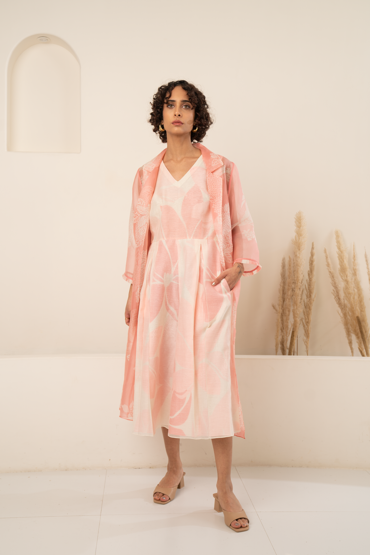 Pink Printed Jacket Dress