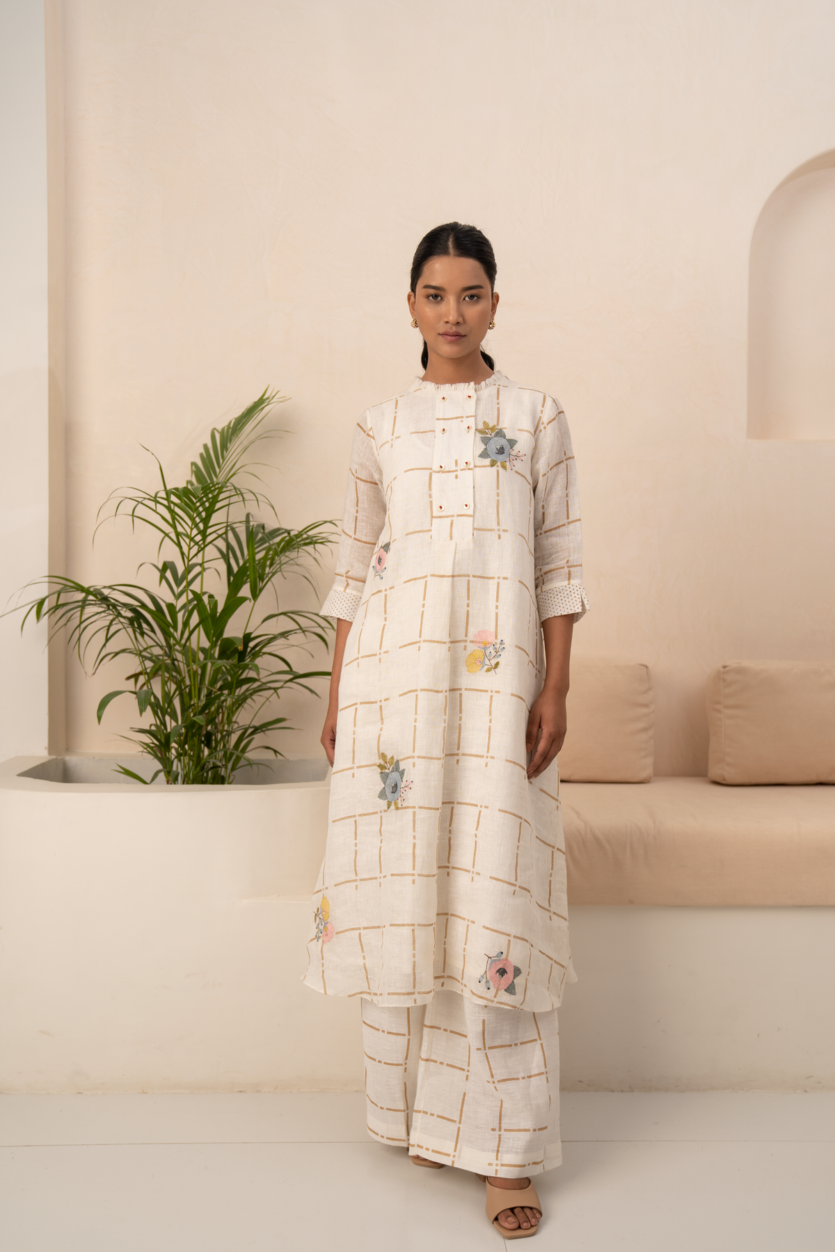 Ivory Embroidered Tunic Set