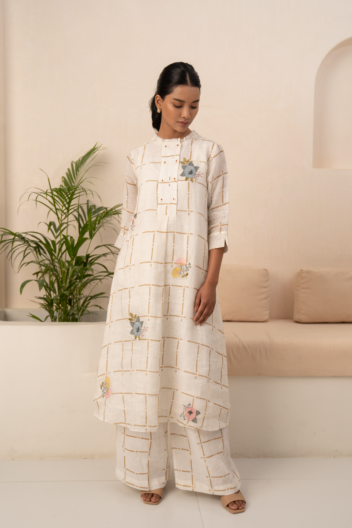 Ivory Embroidered Tunic Set
