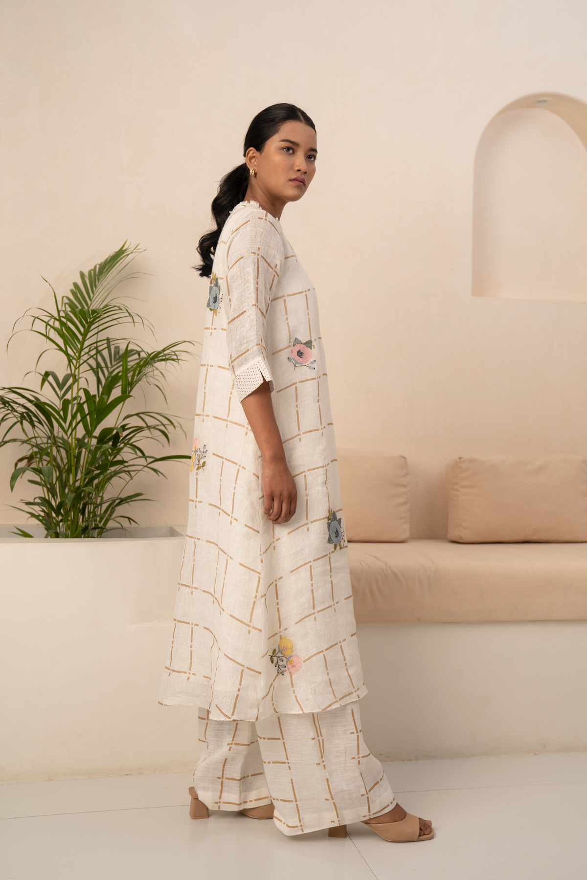 Ivory Embroidered Tunic Set