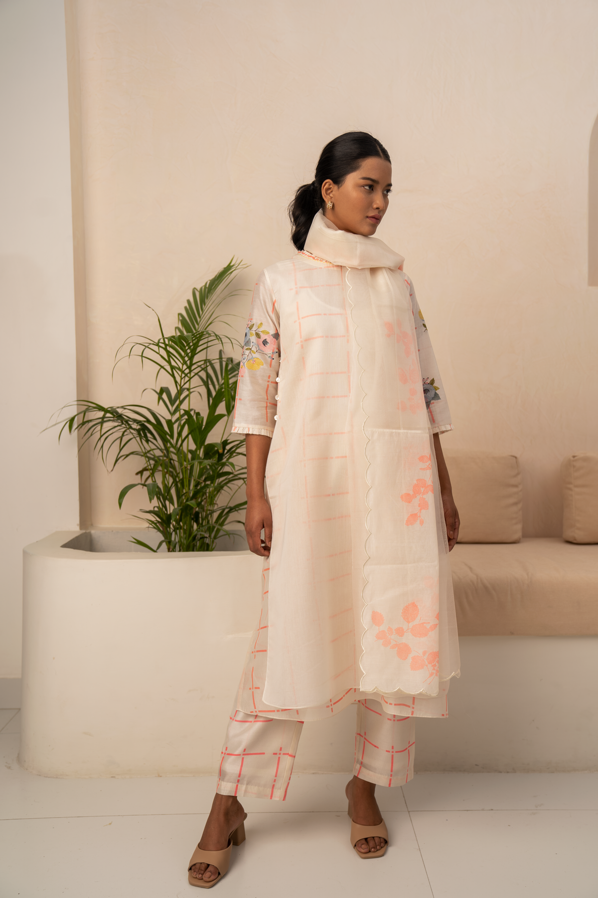Ivory Double Layer Kurta Set