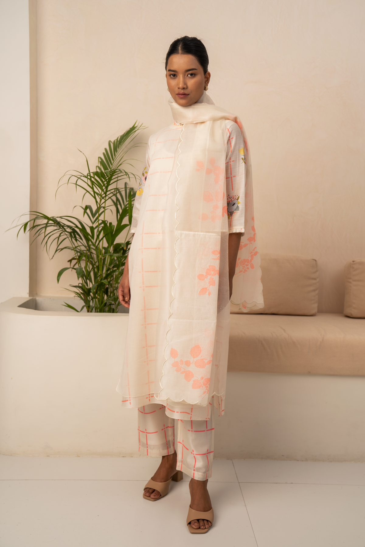 Ivory Double Layer Kurta Set