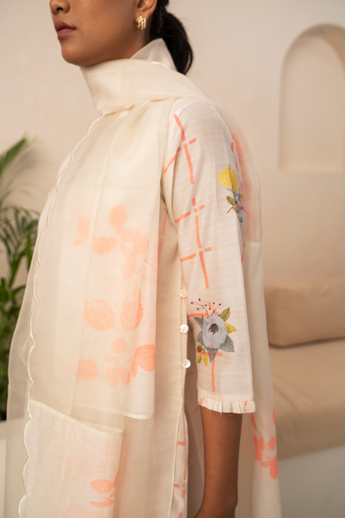 Ivory Double Layer Kurta Set
