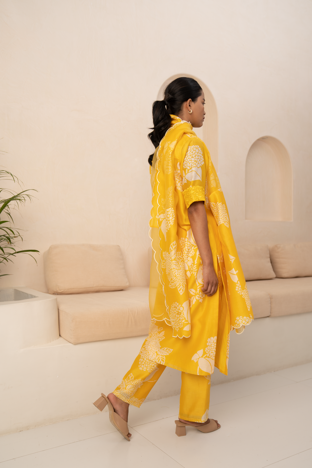 Yellow Floral Printed Kurta Set