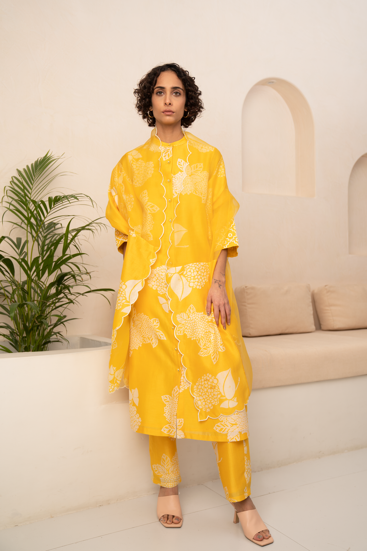 Yellow Printed Kurta Set