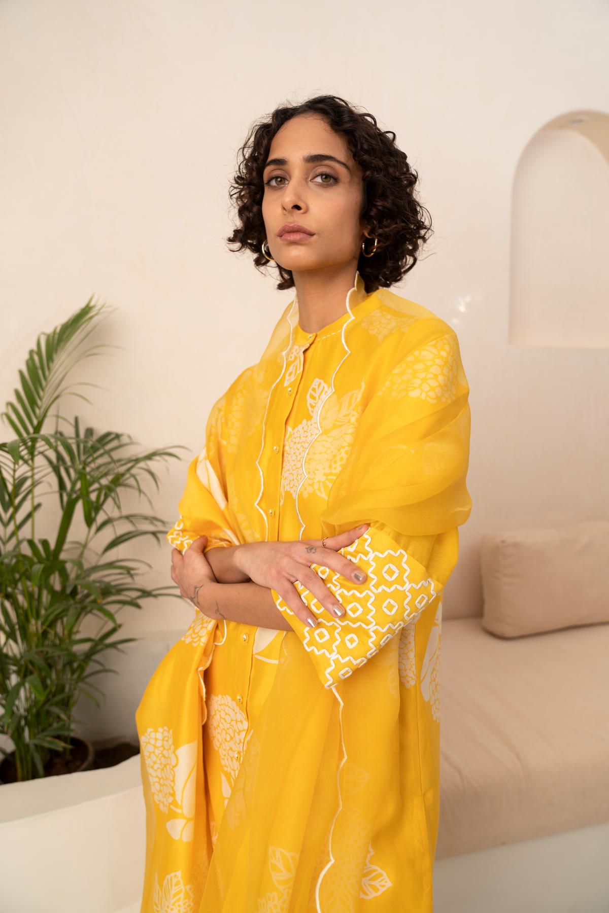 Yellow Printed Kurta Set