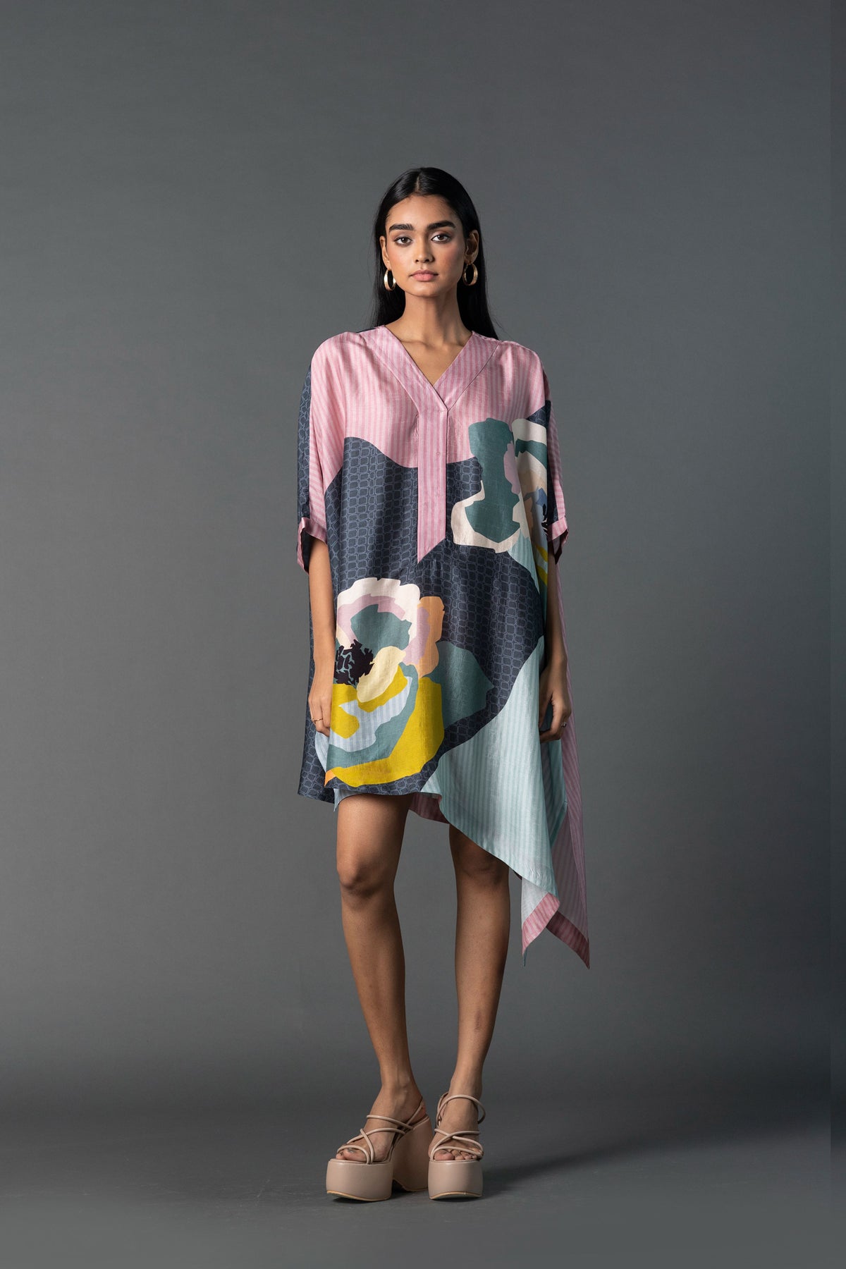 Grey Pink Kaftan