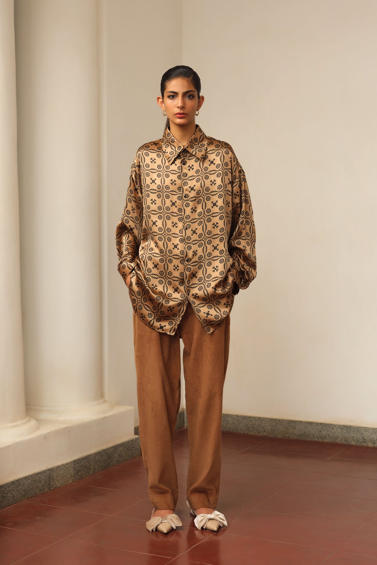 Printed Silk Shirt and Trousers