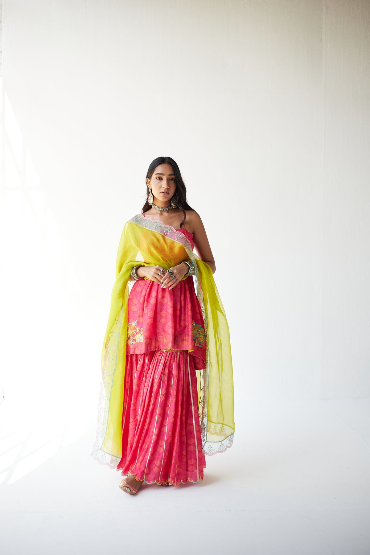 Front Puckering Kurta Gharara Set