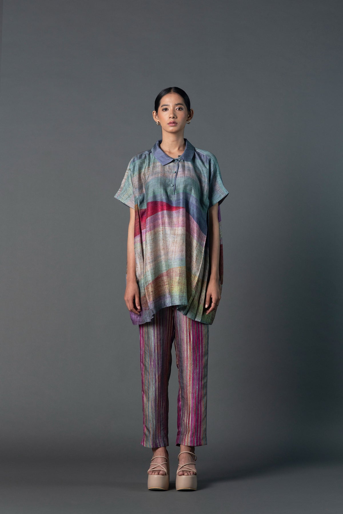 Teal Blue Purple Kaftan Set