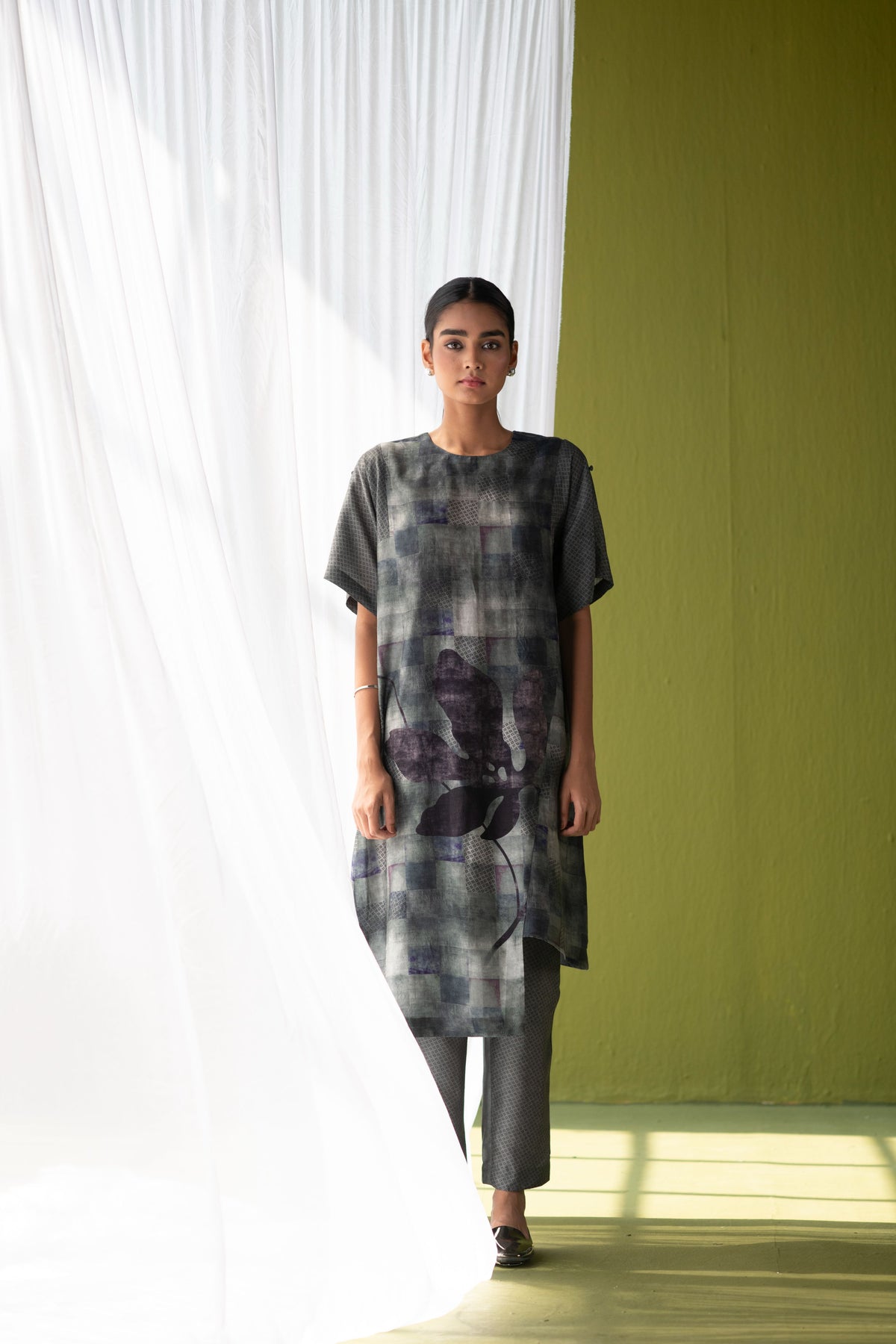 Dark Light Grey Kurta Set