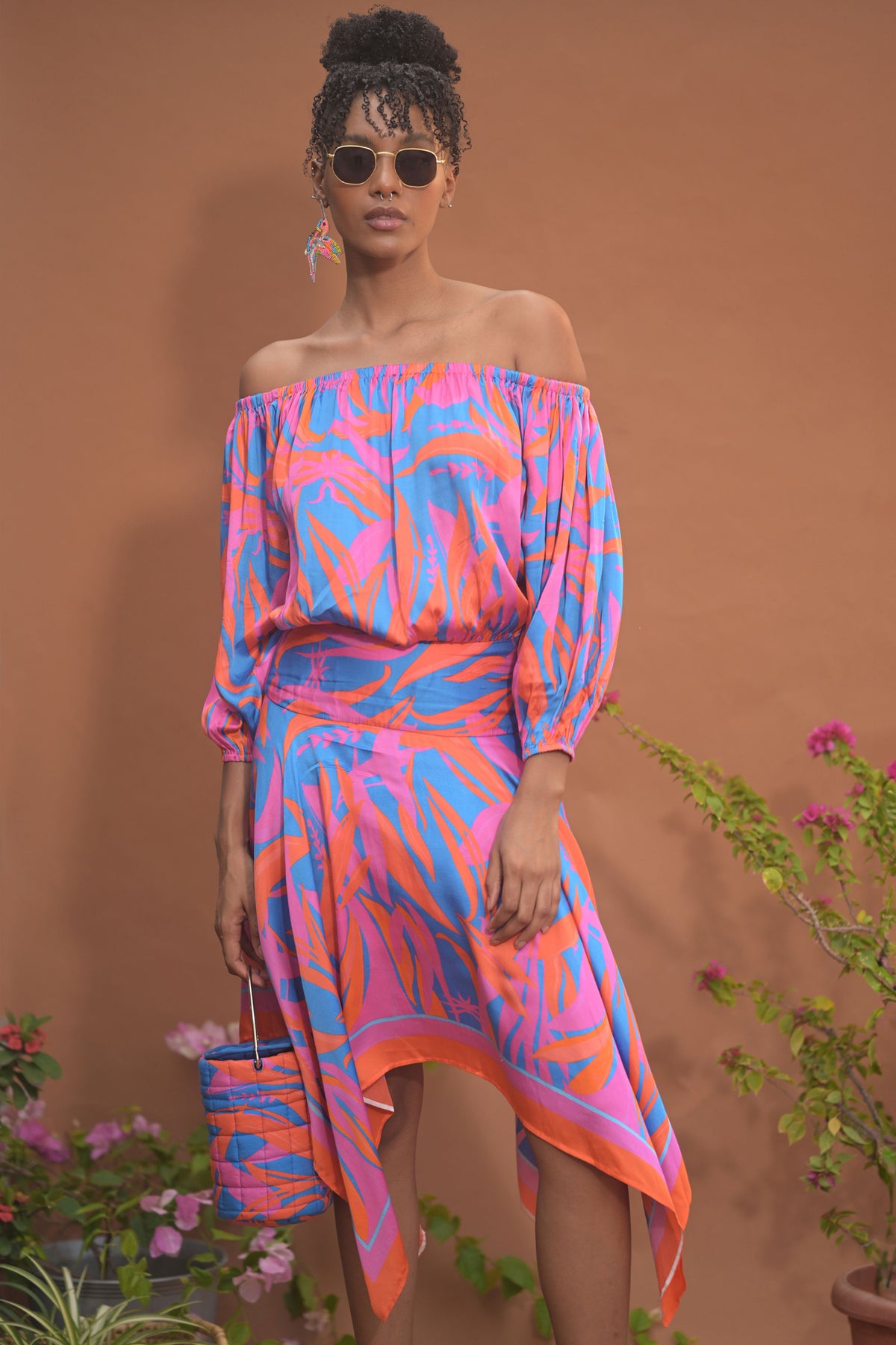 Leila Off shoulder Handkerchief Dress