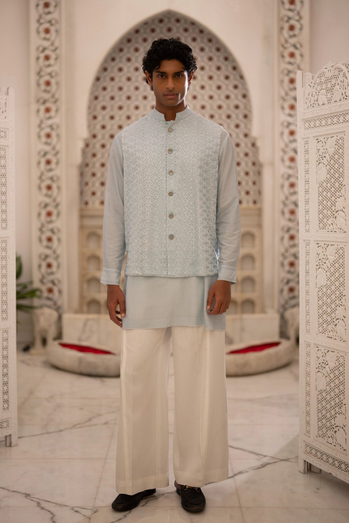 Embroidered Textured Bandi Set