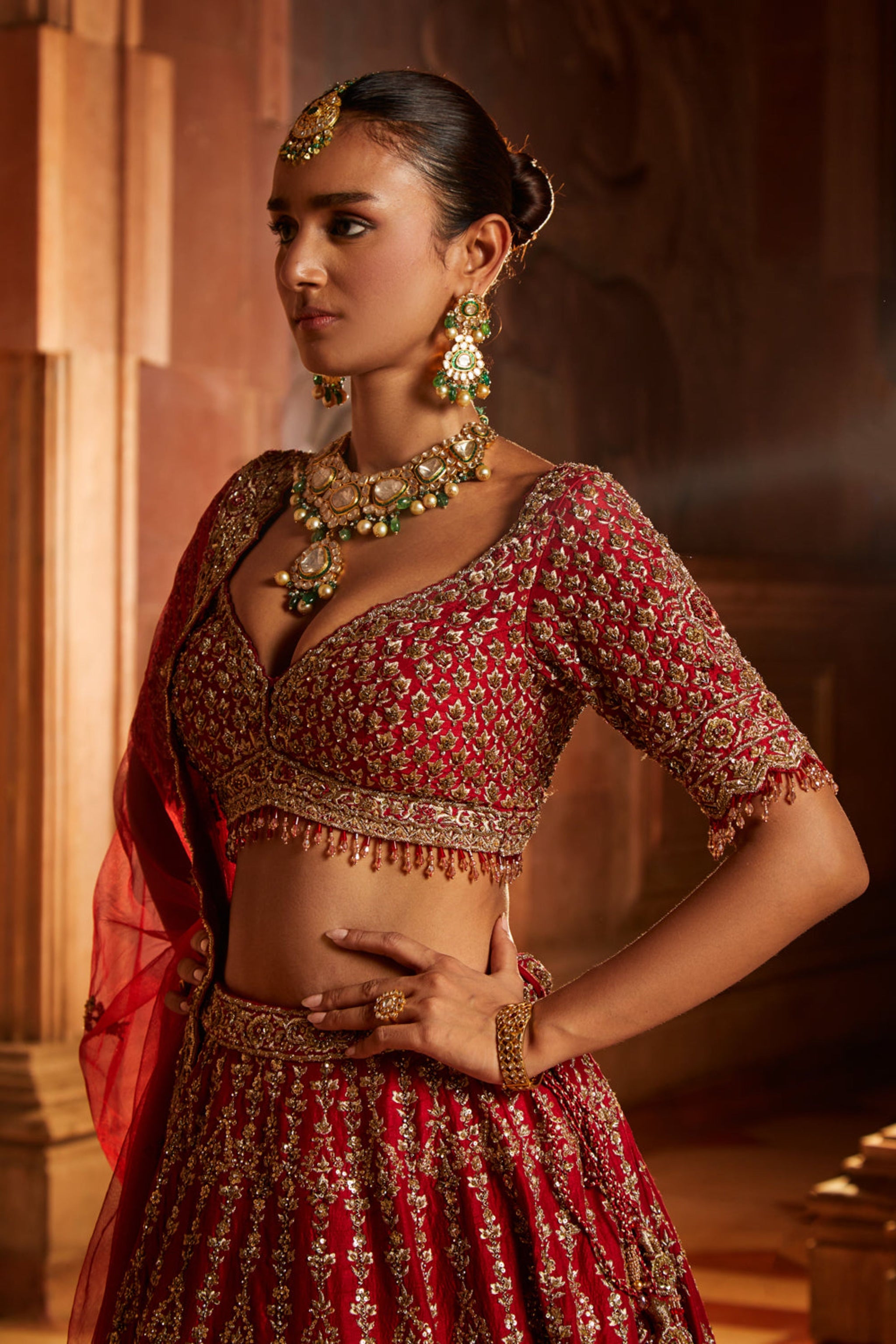 Nitika Gujral Red Bridal Lehenga Choli Set Elahe
