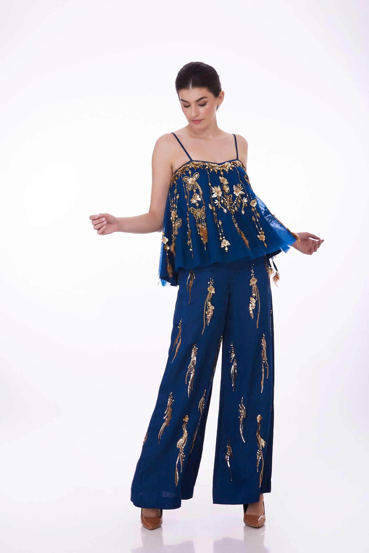 Blue Camisole With Embroidery