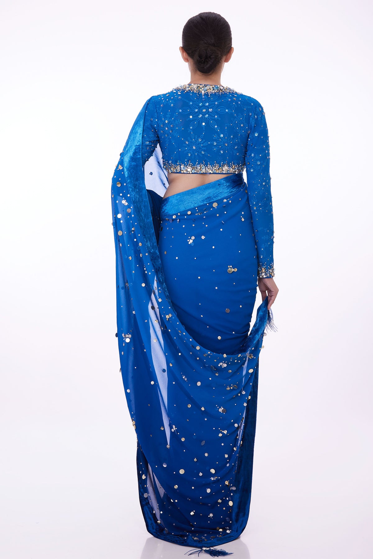 Blue Saree With Petticoat