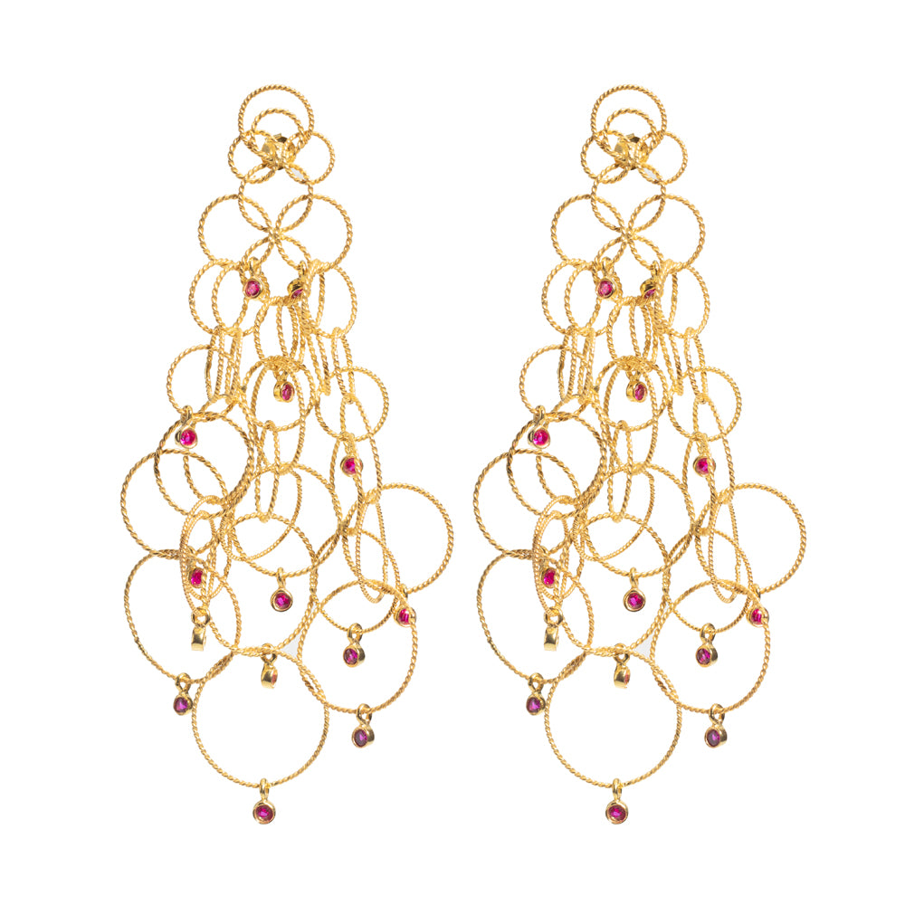 Ringlets Earrings With Rubies