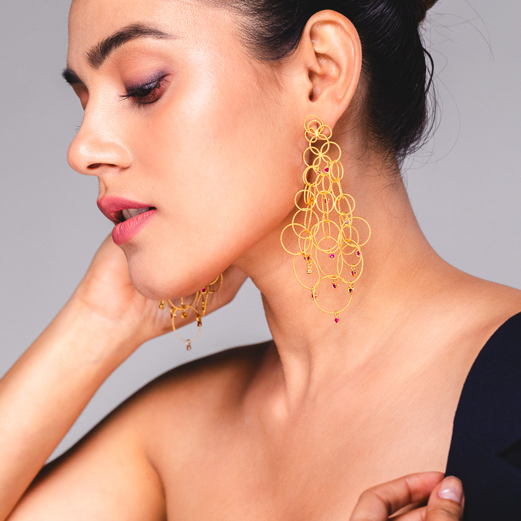 Ringlets Earrings With Rubies