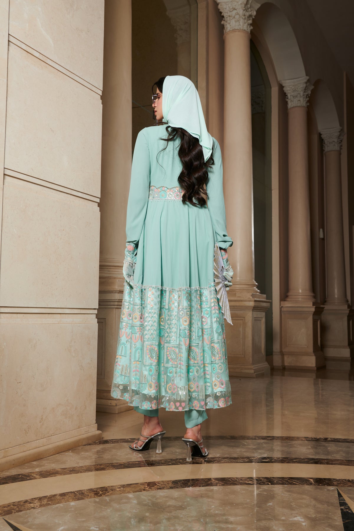 Blue Motif Anarkali