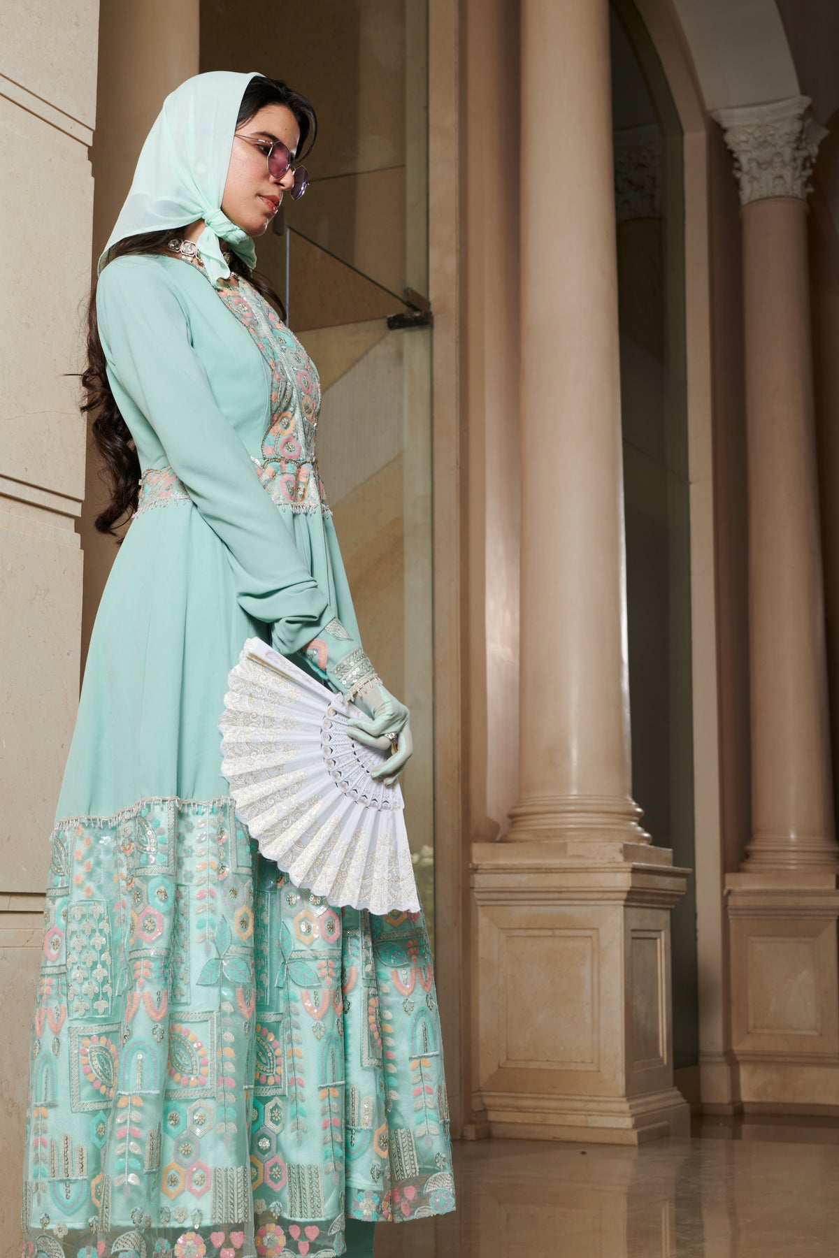 Blue Motif Anarkali