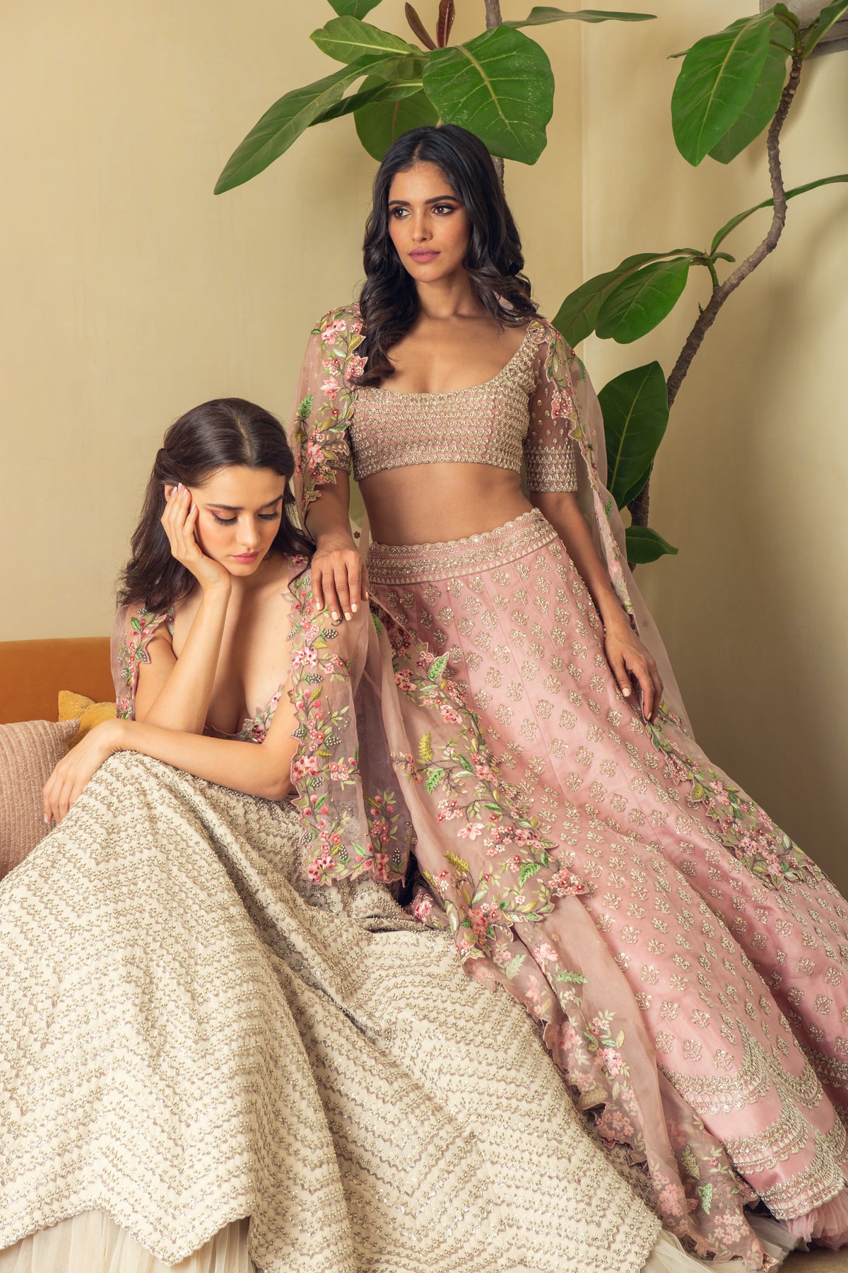 Organza embroidered lehenga set