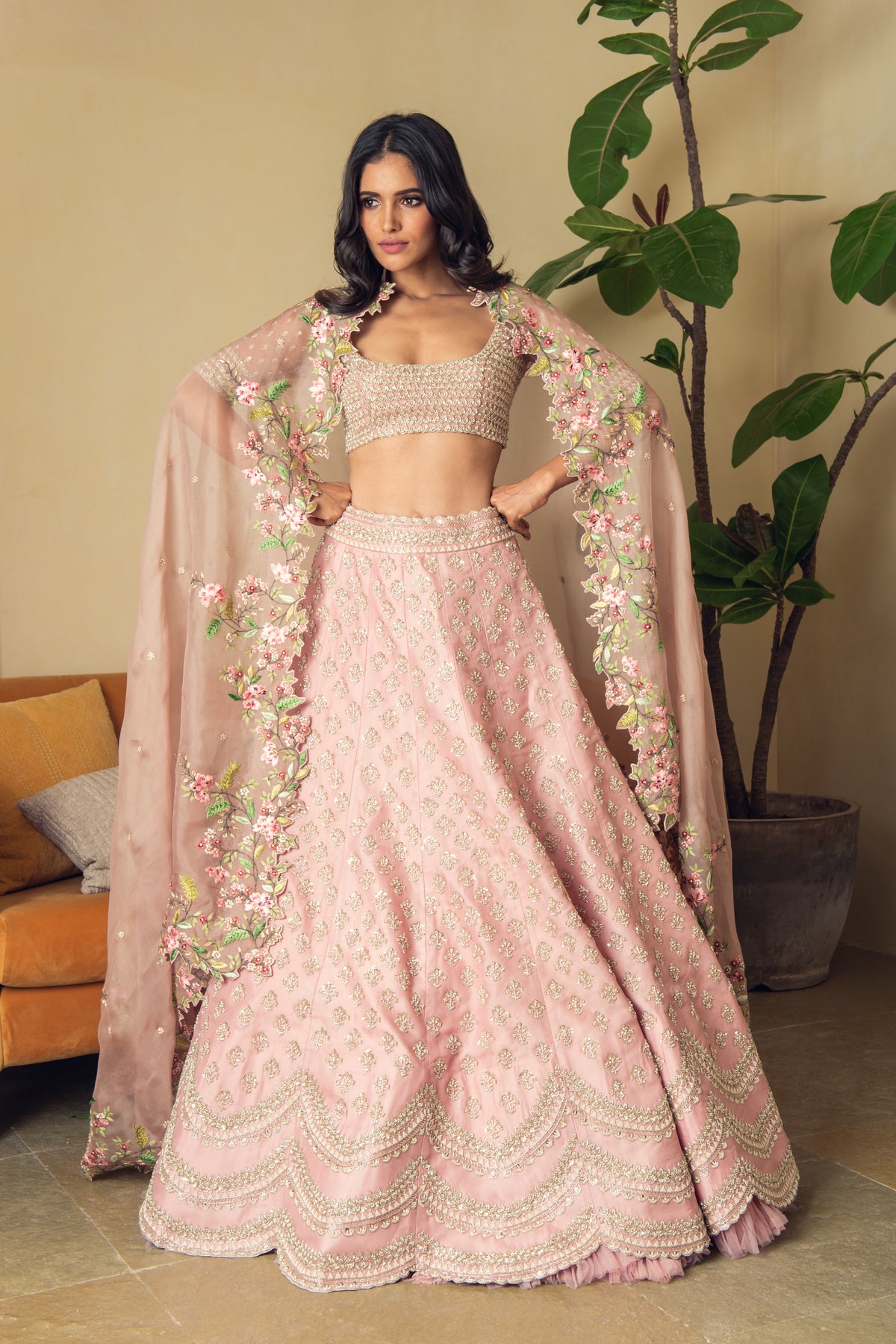 Organza embroidered lehenga set