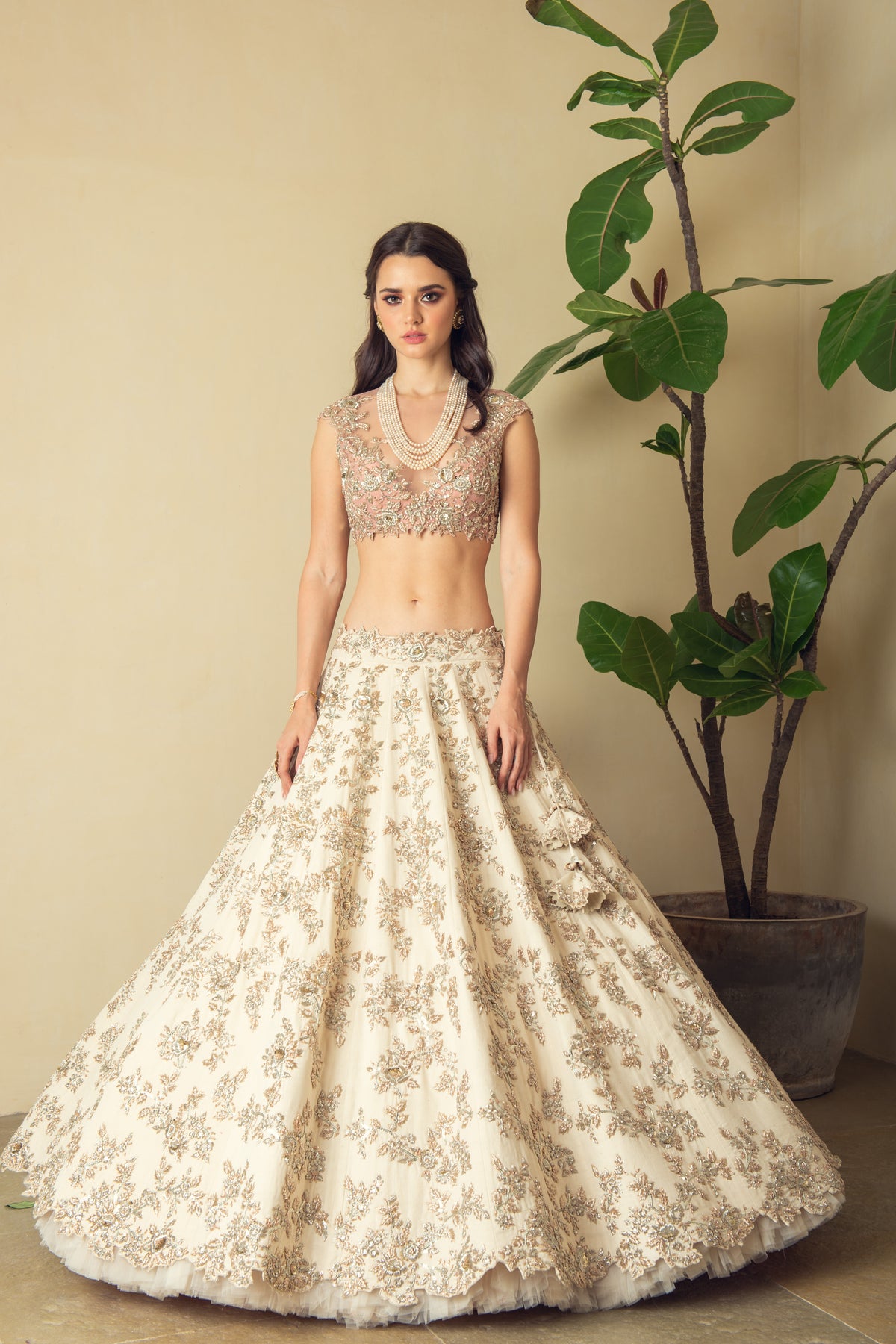 Off-white khadi lehenga set