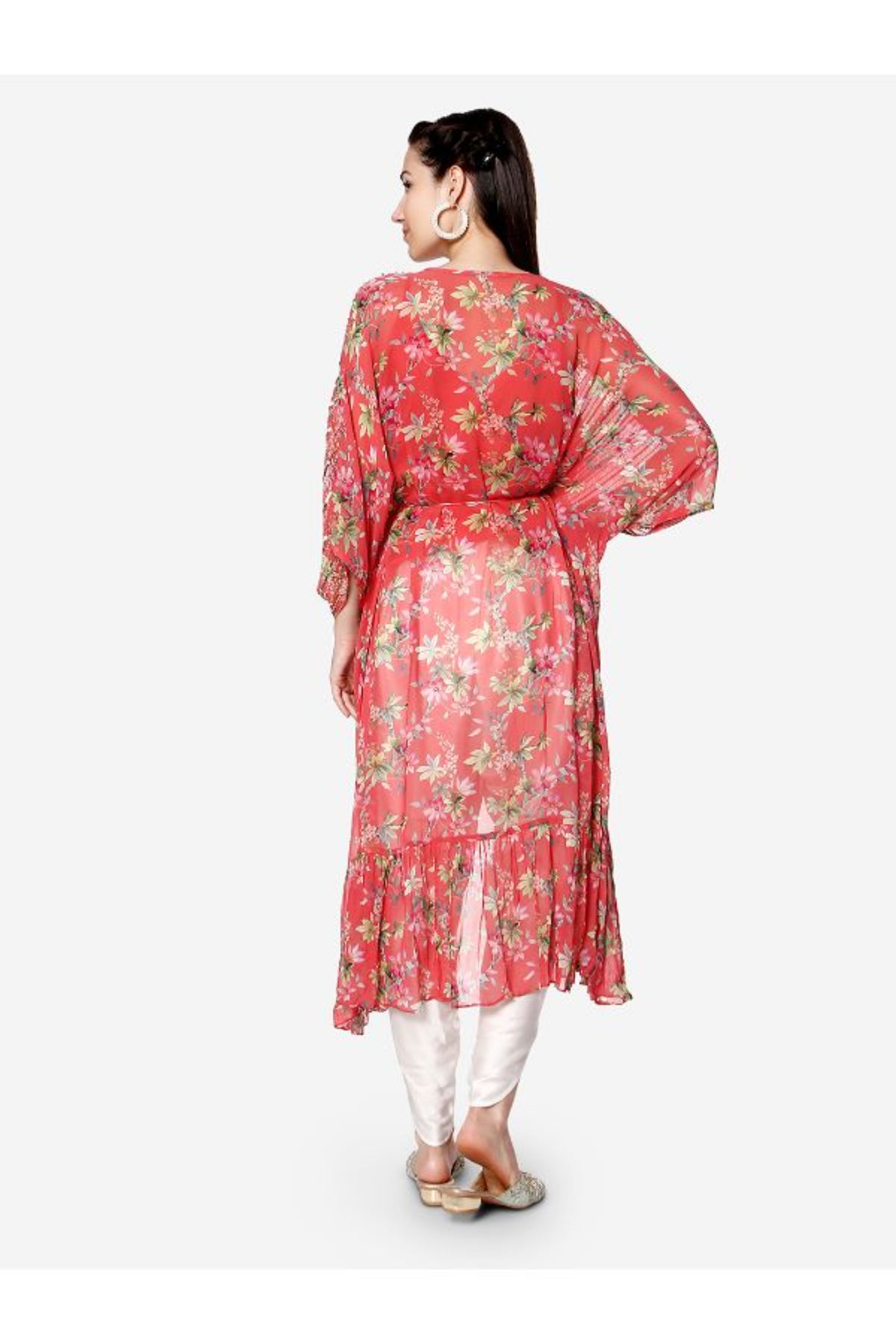 Coral printed kaftan set