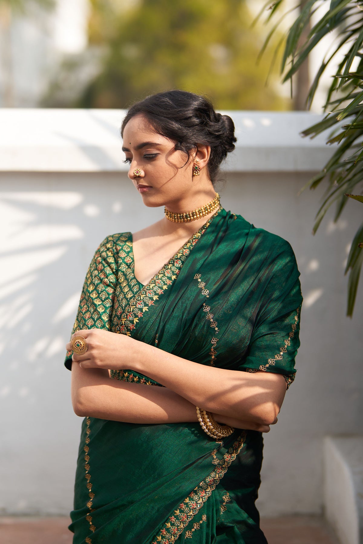 Rani Panna Saree &amp; Blouse