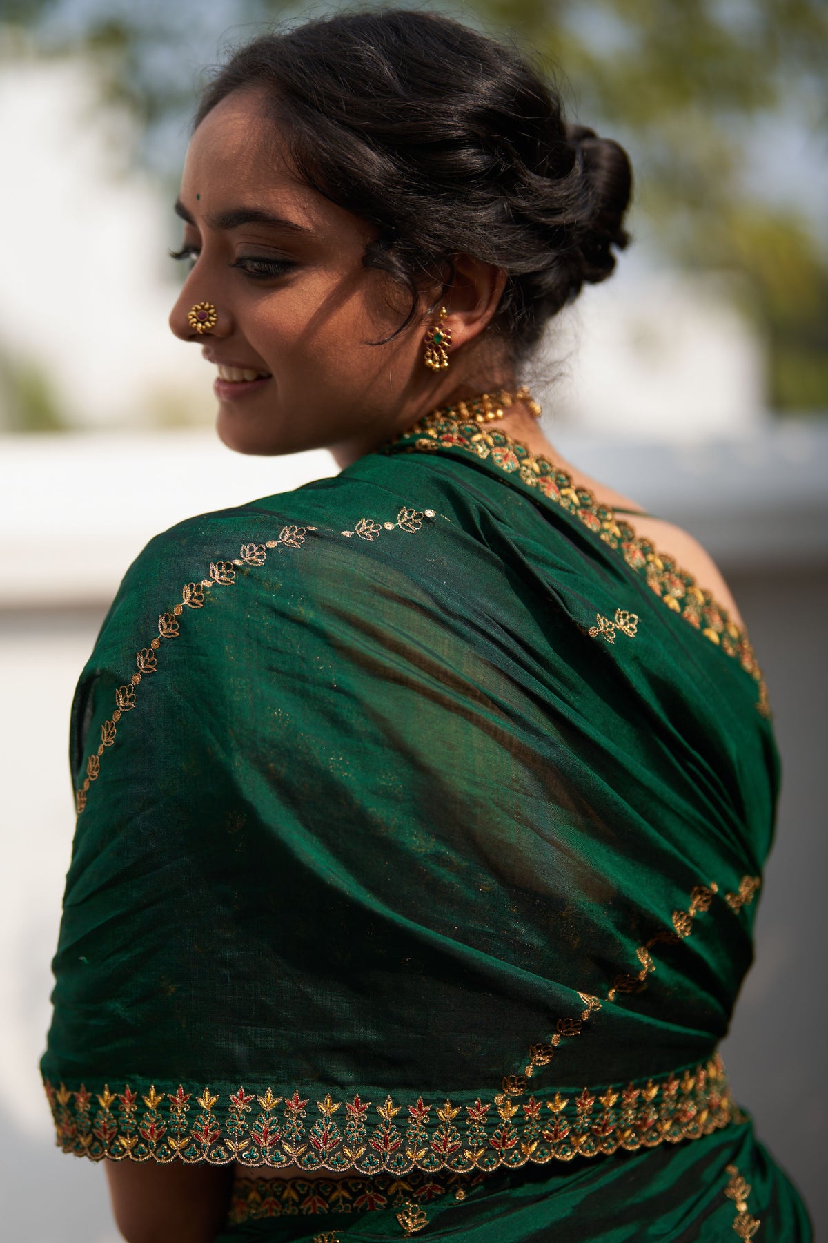 Rani Panna Saree &amp; Blouse