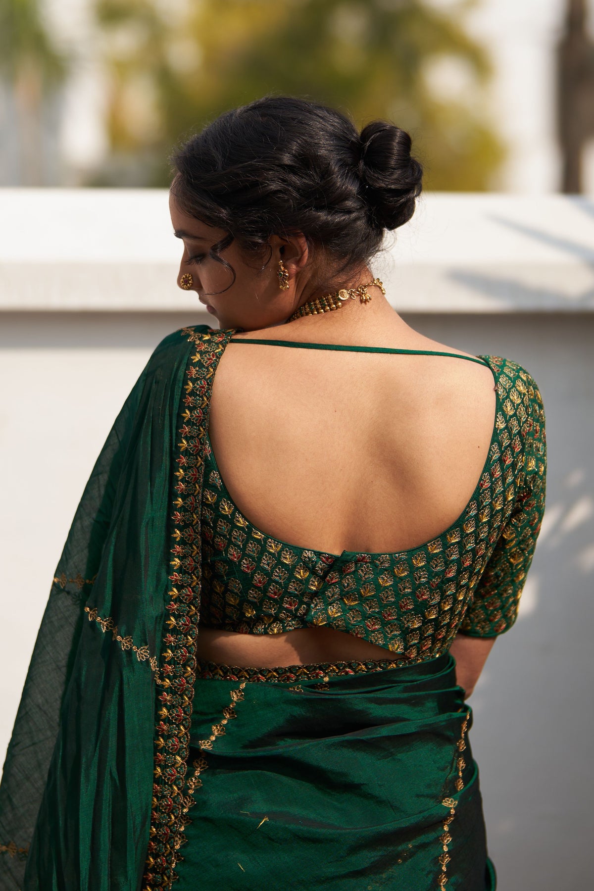 Rani Panna Saree &amp; Blouse