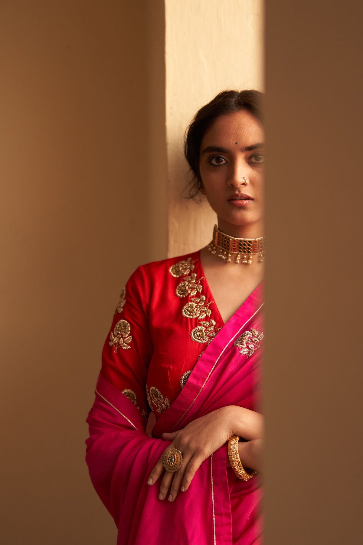 Gulabi Rani Zardosi Saree Set