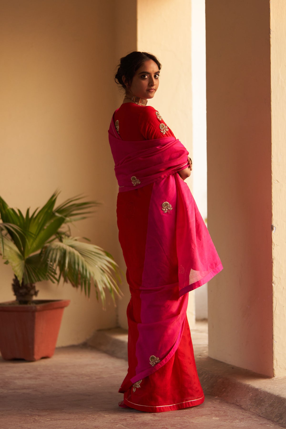 Gulabi Rani Zardosi Saree Set