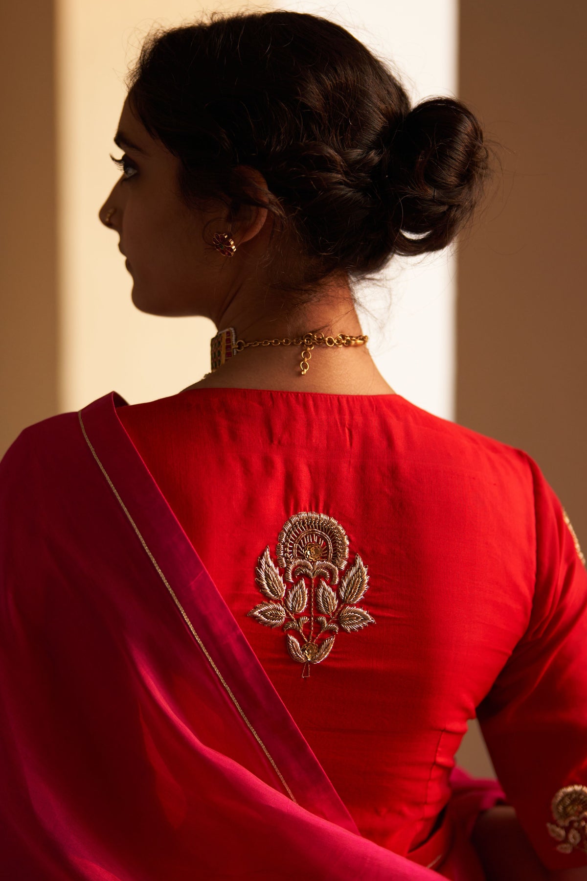 Gulabi Rani Zardosi Saree Set