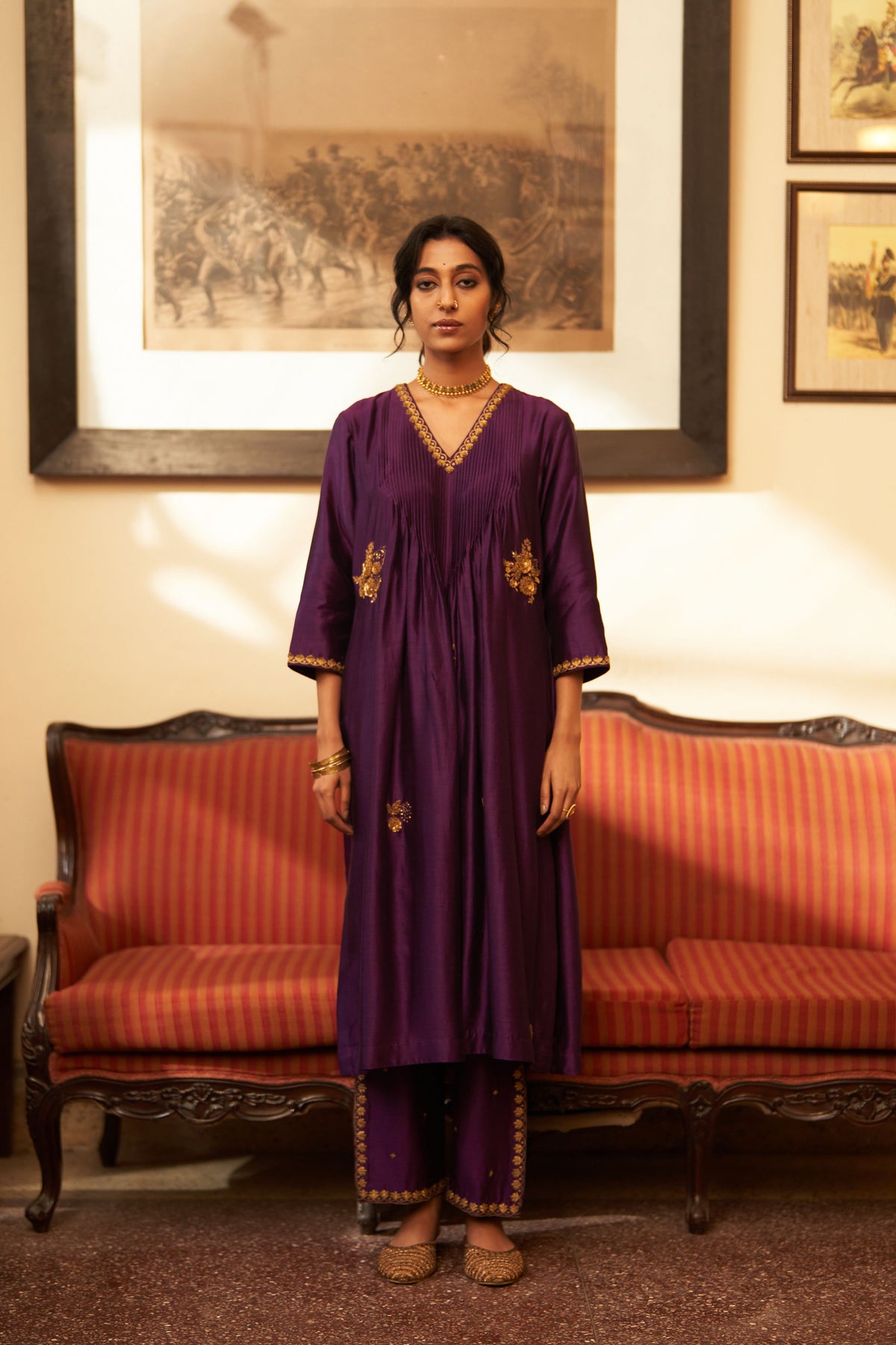Rani Jamuni Sunahri Kurta Set