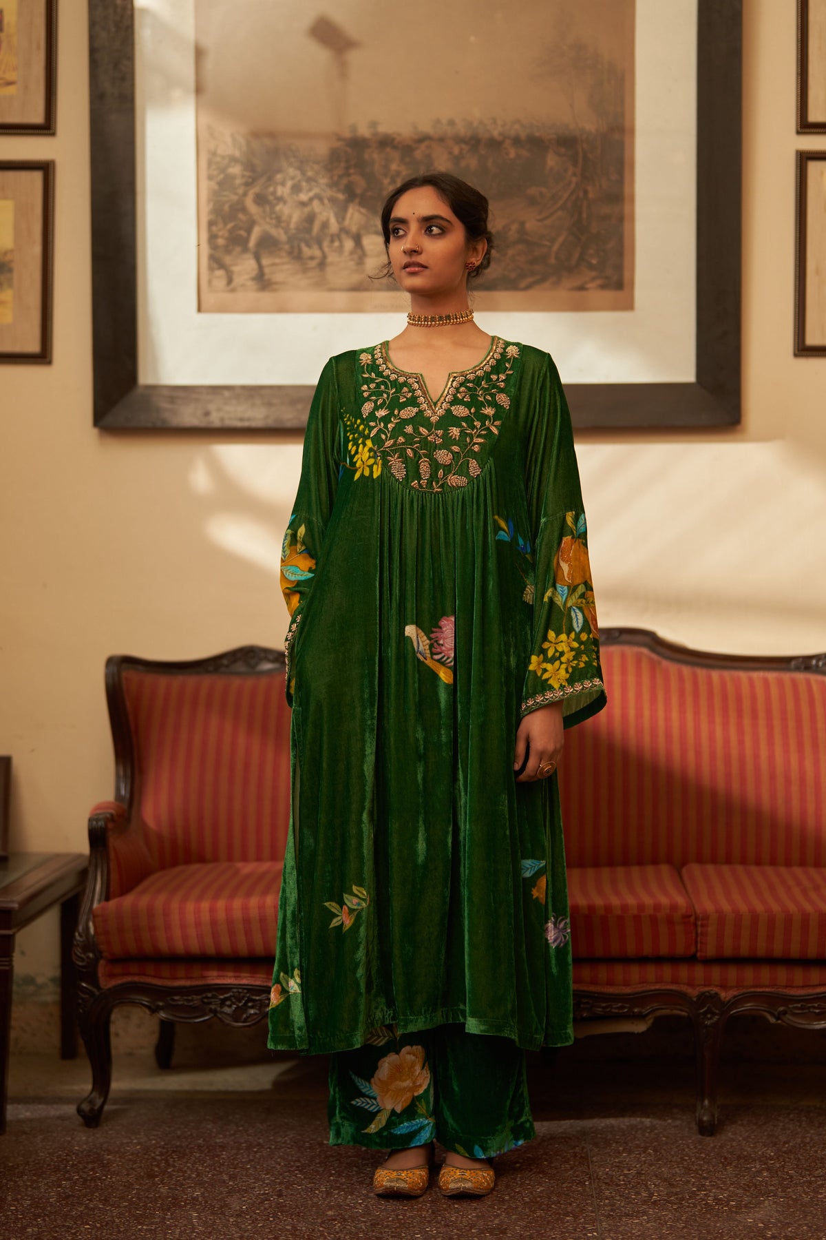 Makhmal Rani Bahar Kurta Set
