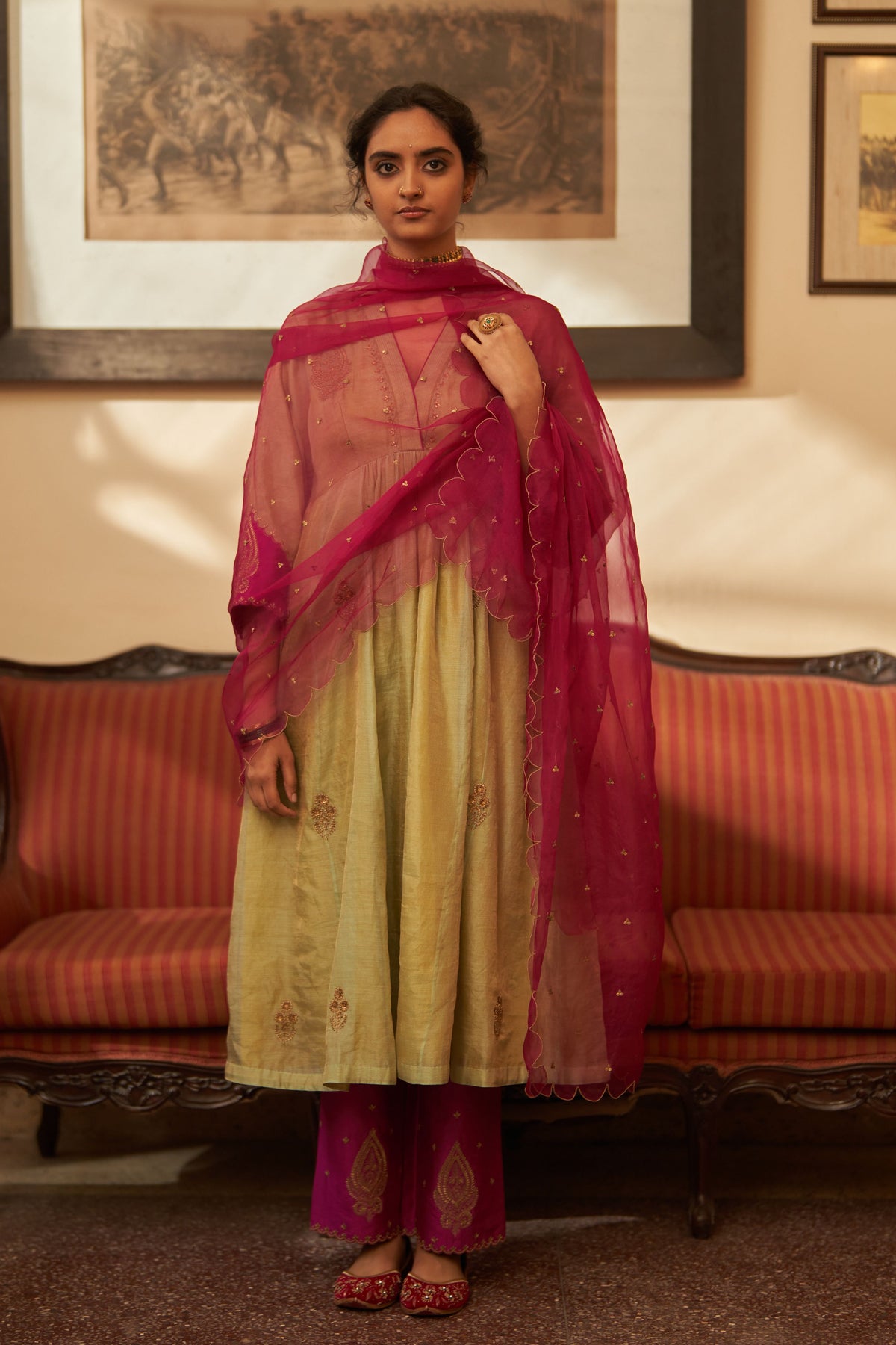 Pista Jamuni Rani Kurta Set