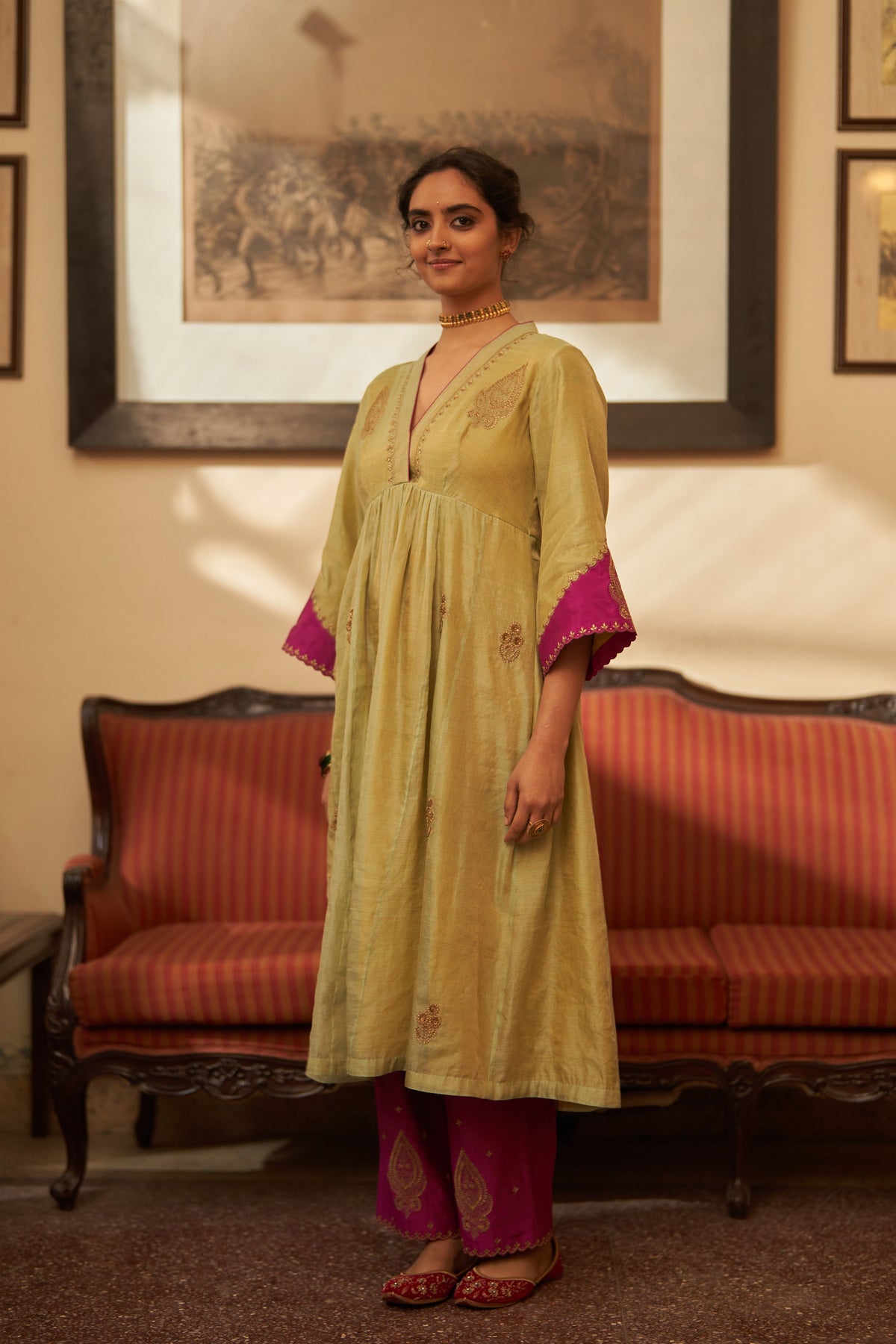 Pista Jamuni Rani Kurta Set