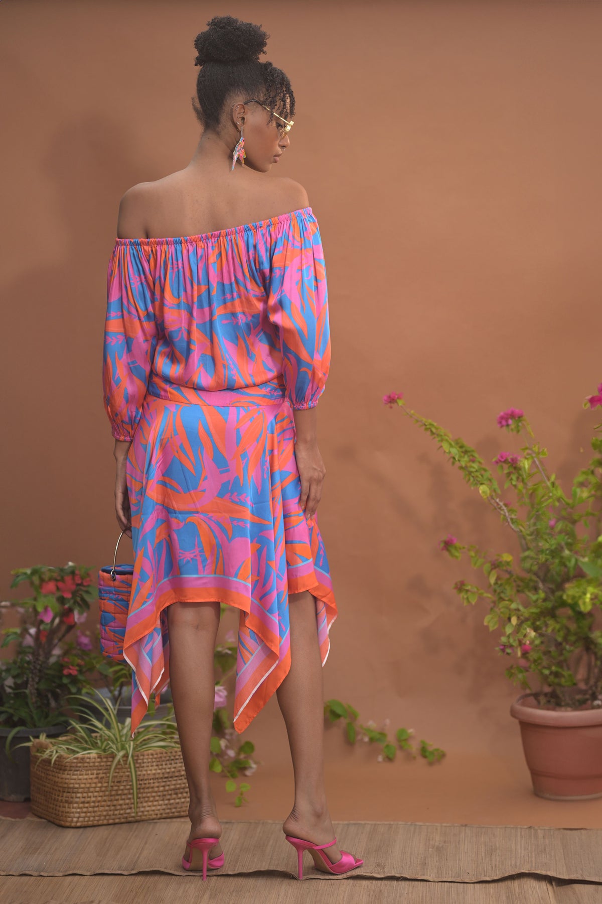 Leila Off shoulder Handkerchief Dress