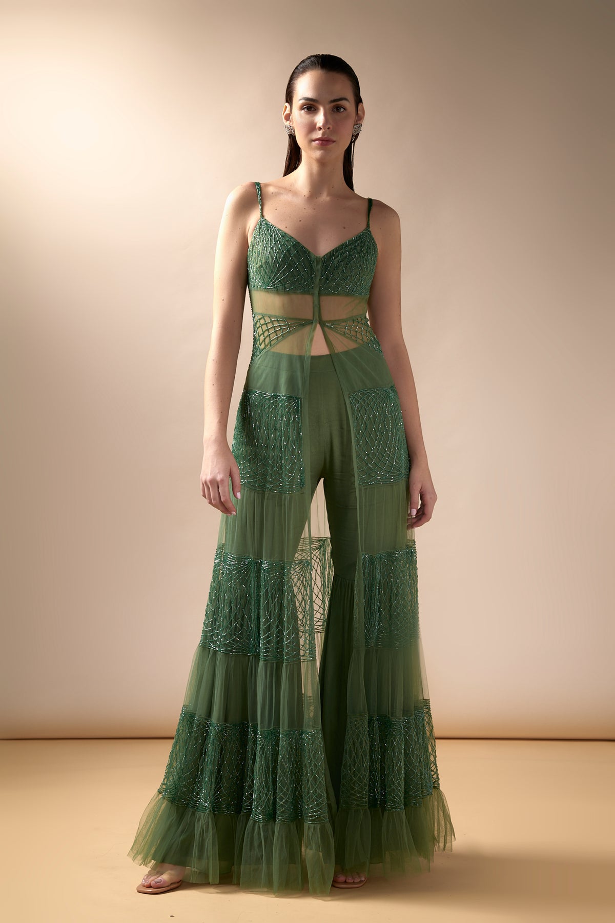 Tiered Jacket and Sharara Set