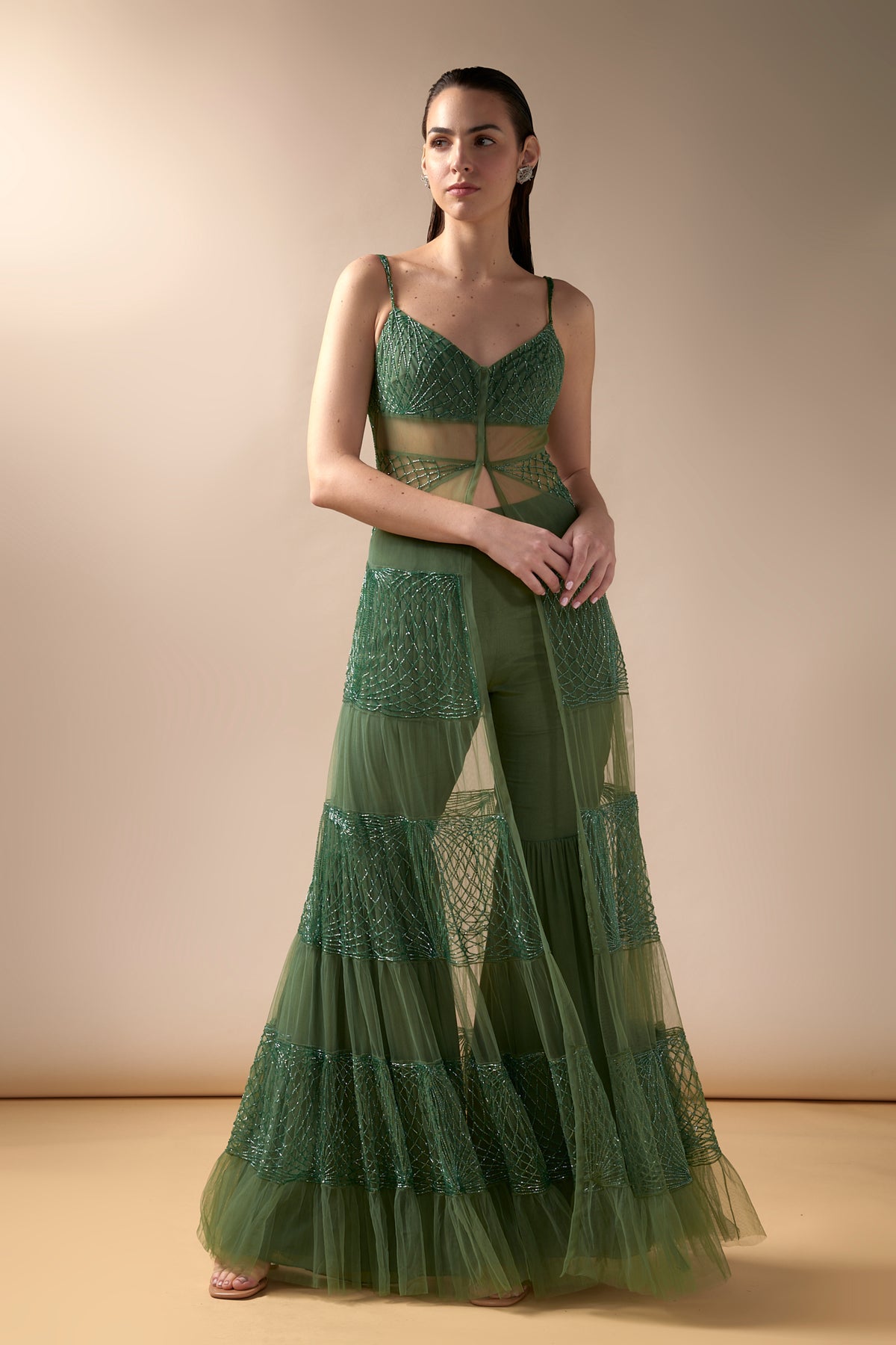 Tiered Jacket and Sharara Set