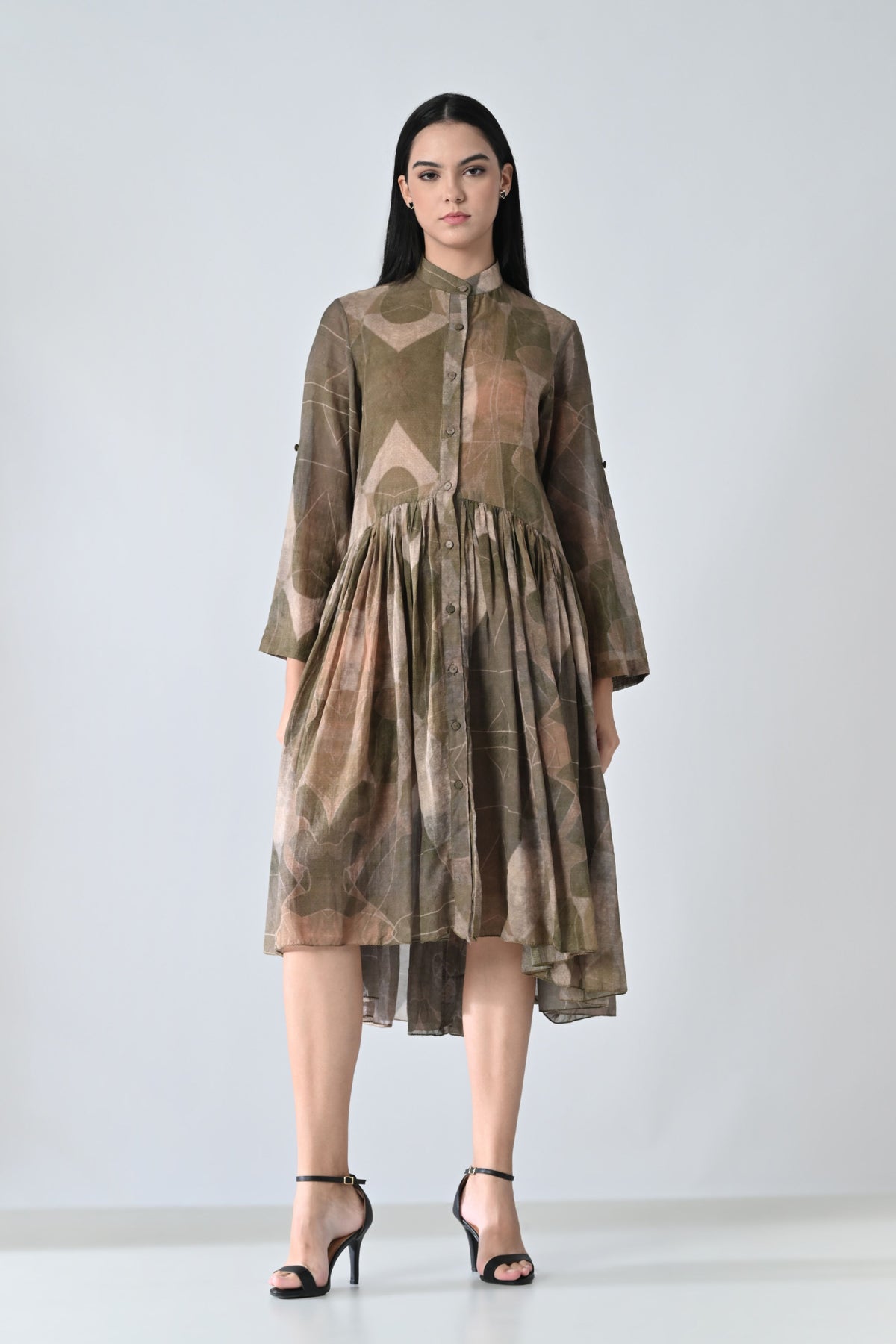 Beige Earth Muse Gathered Dress