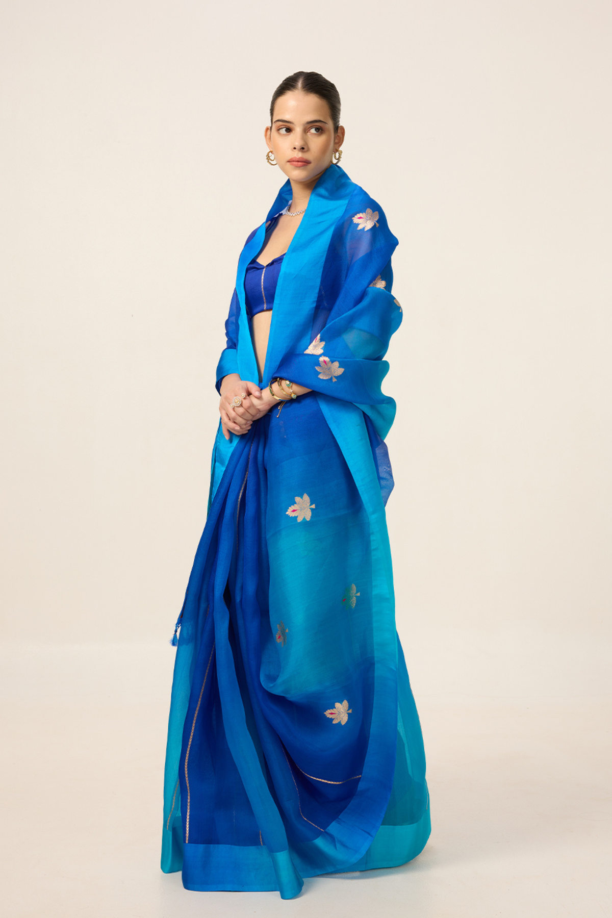 Deep Blue Organza Saree
