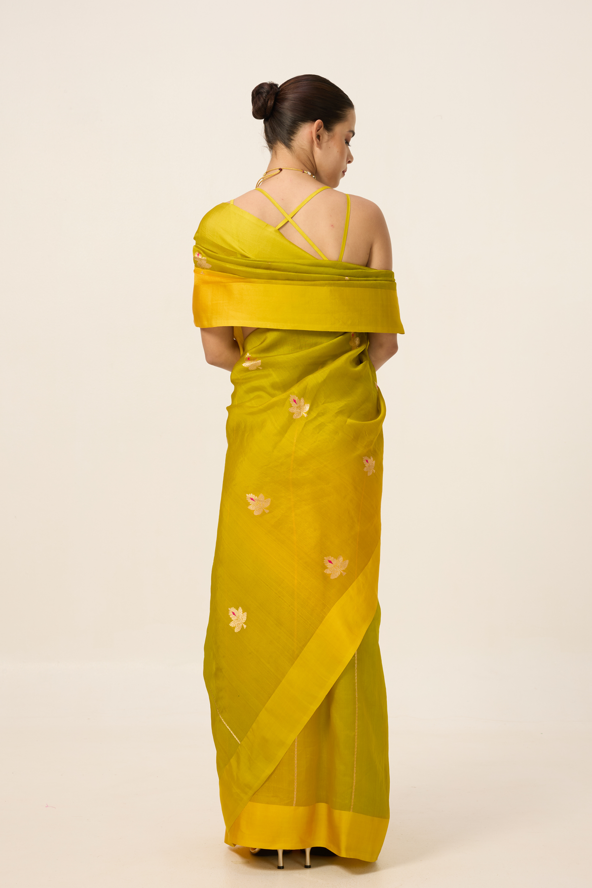 Mustard Yellow Organza Saree