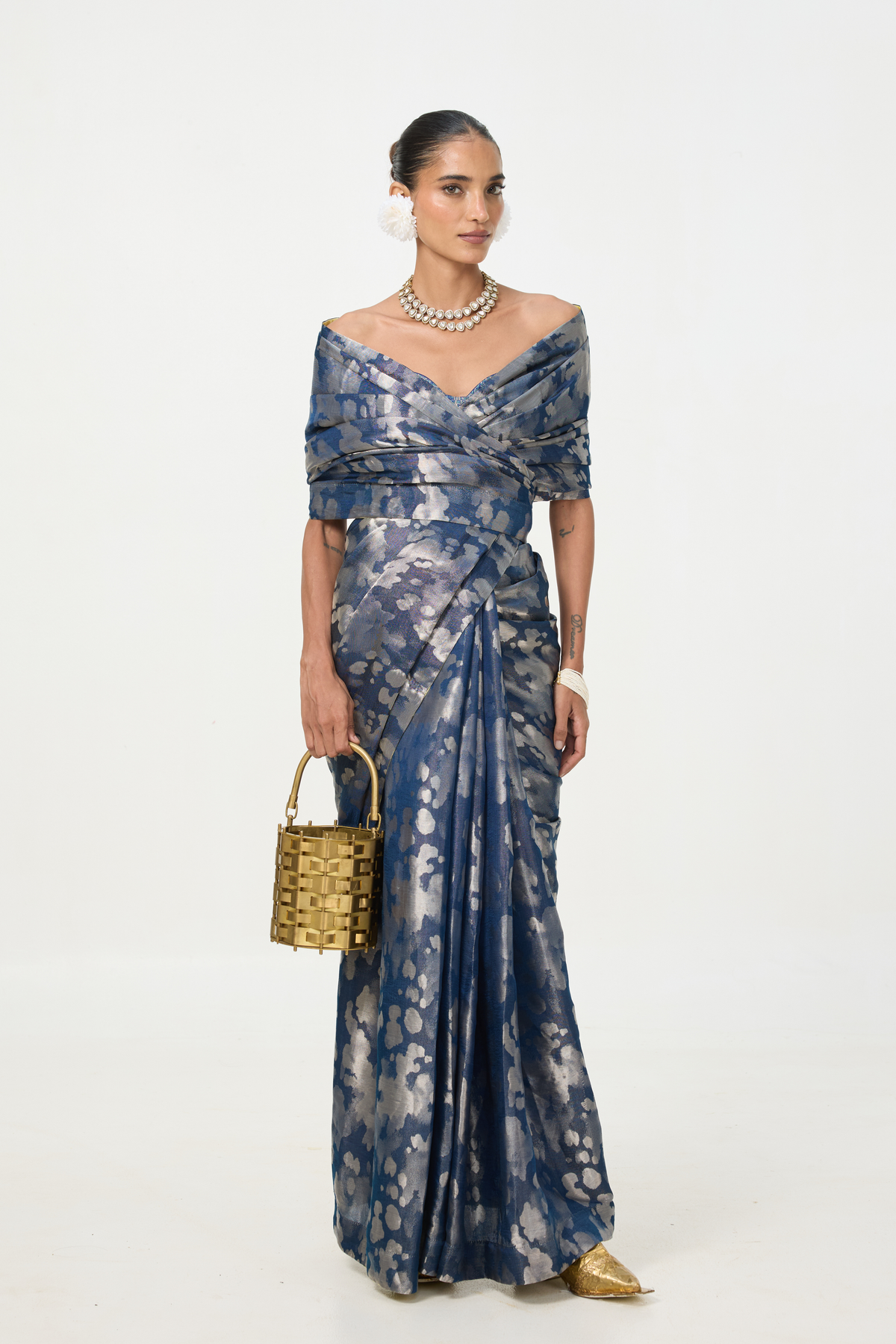 Navy Blue Tissue Saree