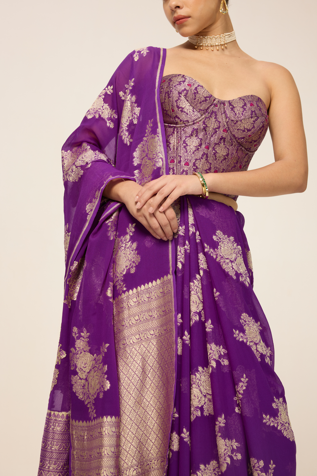 Purple Chiffon Saree