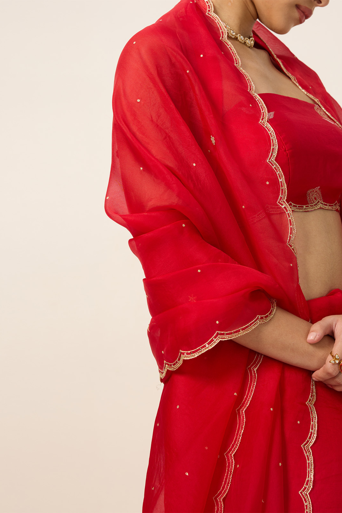 Ruby Red Organza Saree