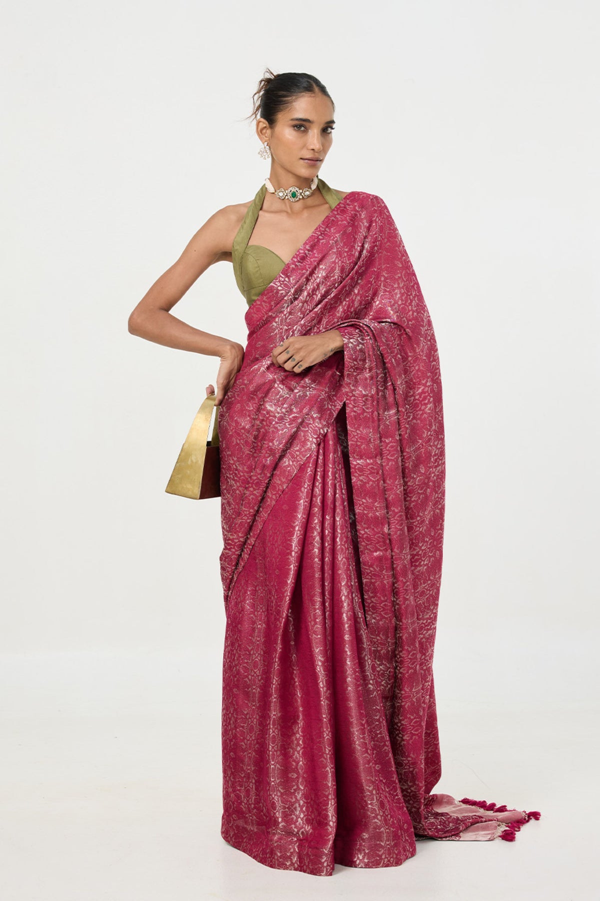 Maroon Tissue Saree